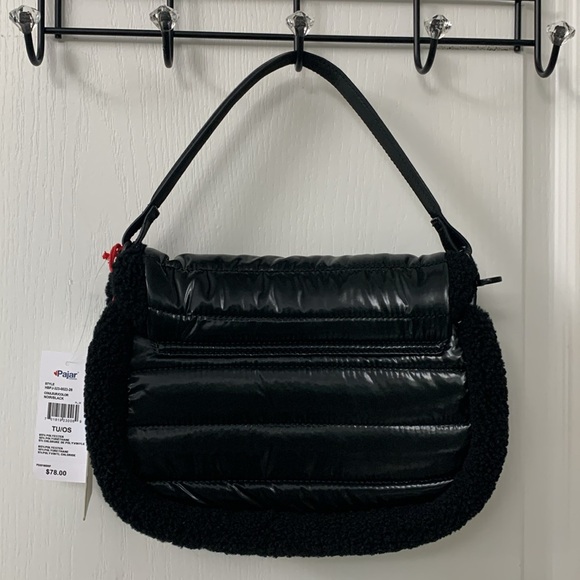Pajar Quilted Puffer Crossbody Bag with Black Sherpa Border - Picture 14 of 17